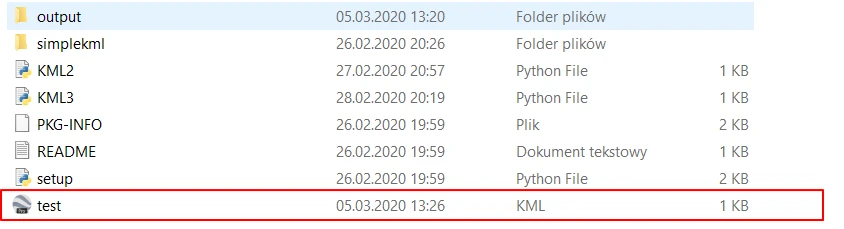 Python new .kml file