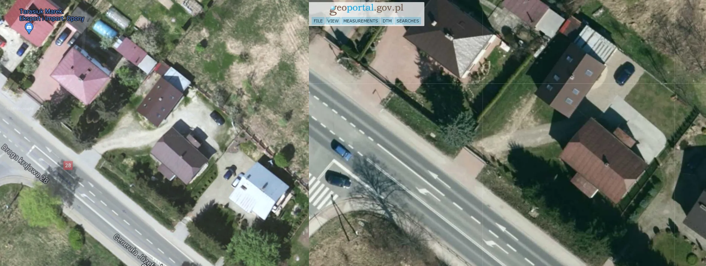 Google vs Geoportal Krosno Turaszówka