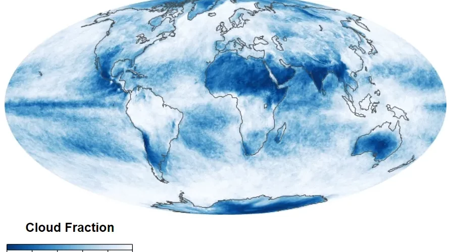 Cloud fraction global map NASA