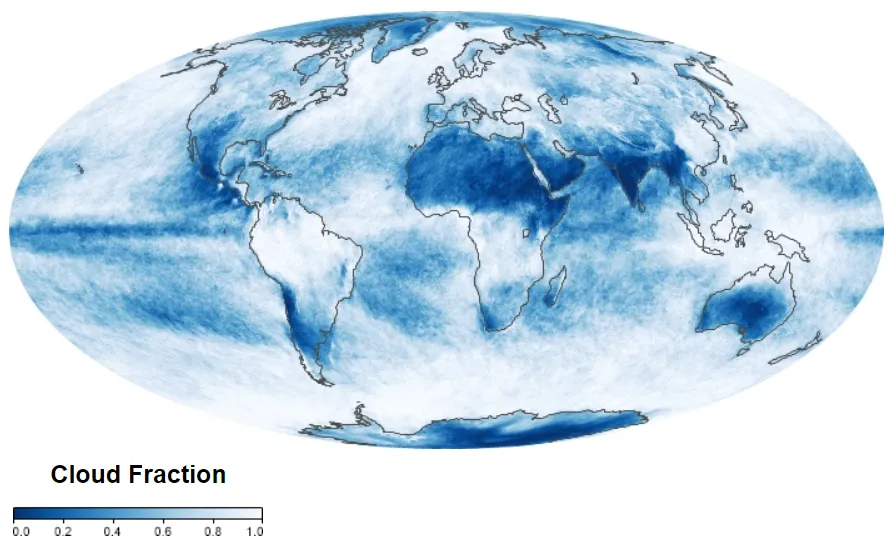 Cloud fraction global map NASA