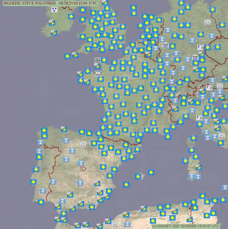 Western Europe weather data Ogimet