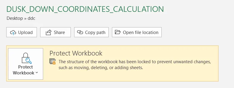 Excel whole workbook protection