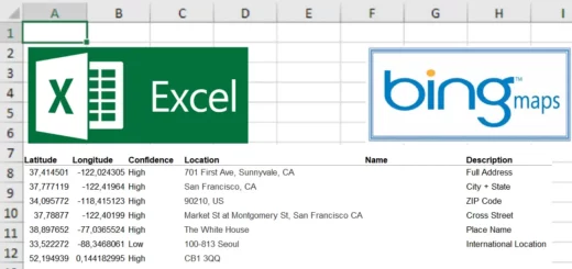 Bing geocoding addresses in excel