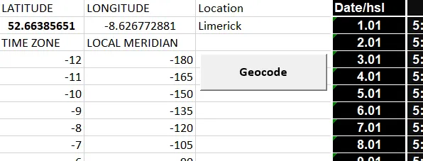 Excel geocoding automatize