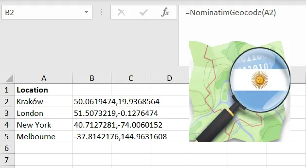 Nominatim address geocodinmg Excel