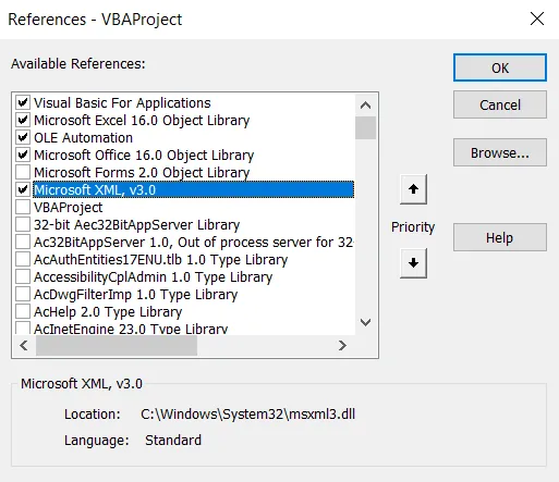 VVBA Excel XML library