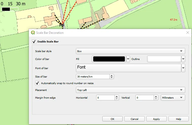 QGIS scale bar decoration