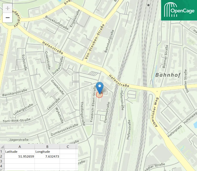 Reverse geocoding in Excel