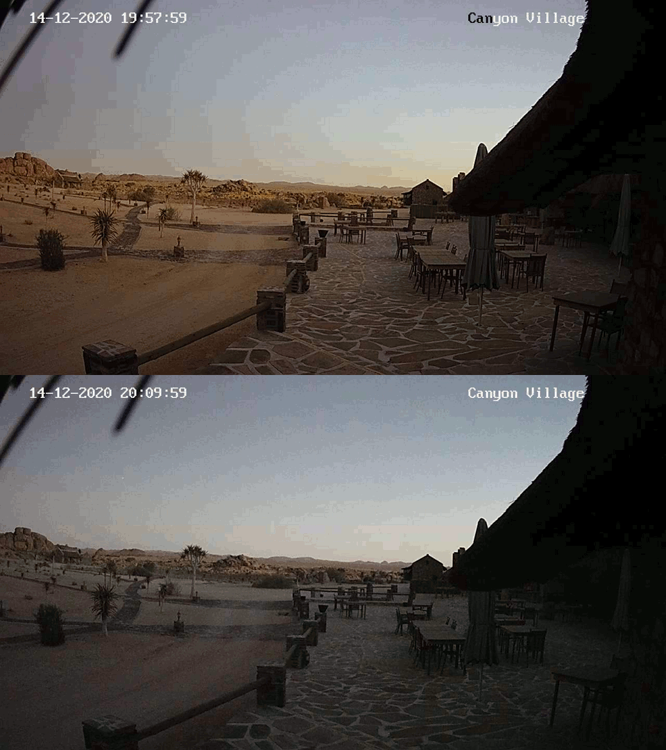 Gondwana Canyon Village webcam solar eclipse below the horizon 2020 animation