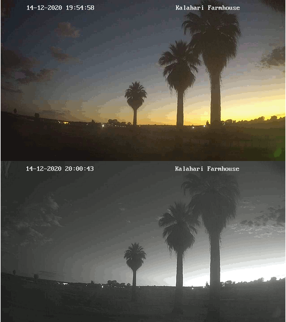 Kalahari Farmhouse webcam solar eclipse below the horizon 2020 animation