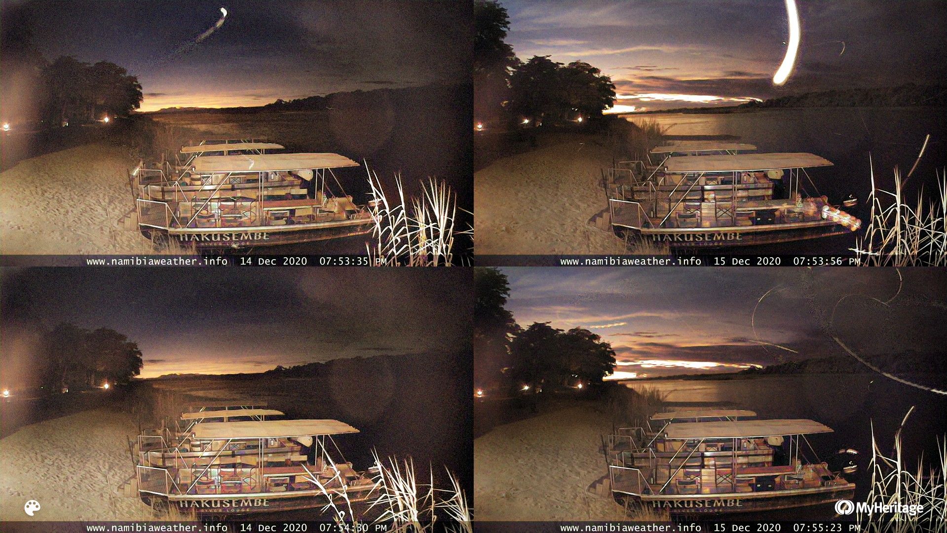 Hakusembe River Lodge webcam solar eclipse below the horizon 2020 3
