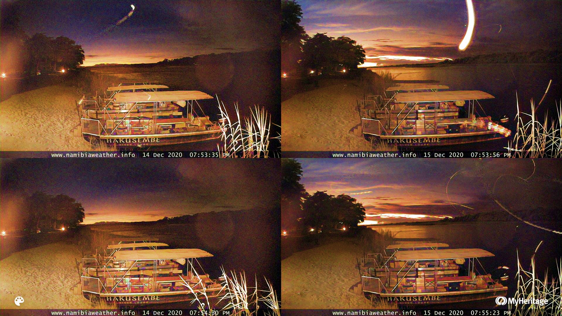 Hakusembe River Lodge webcam solar eclipse below the horizon 2020 4