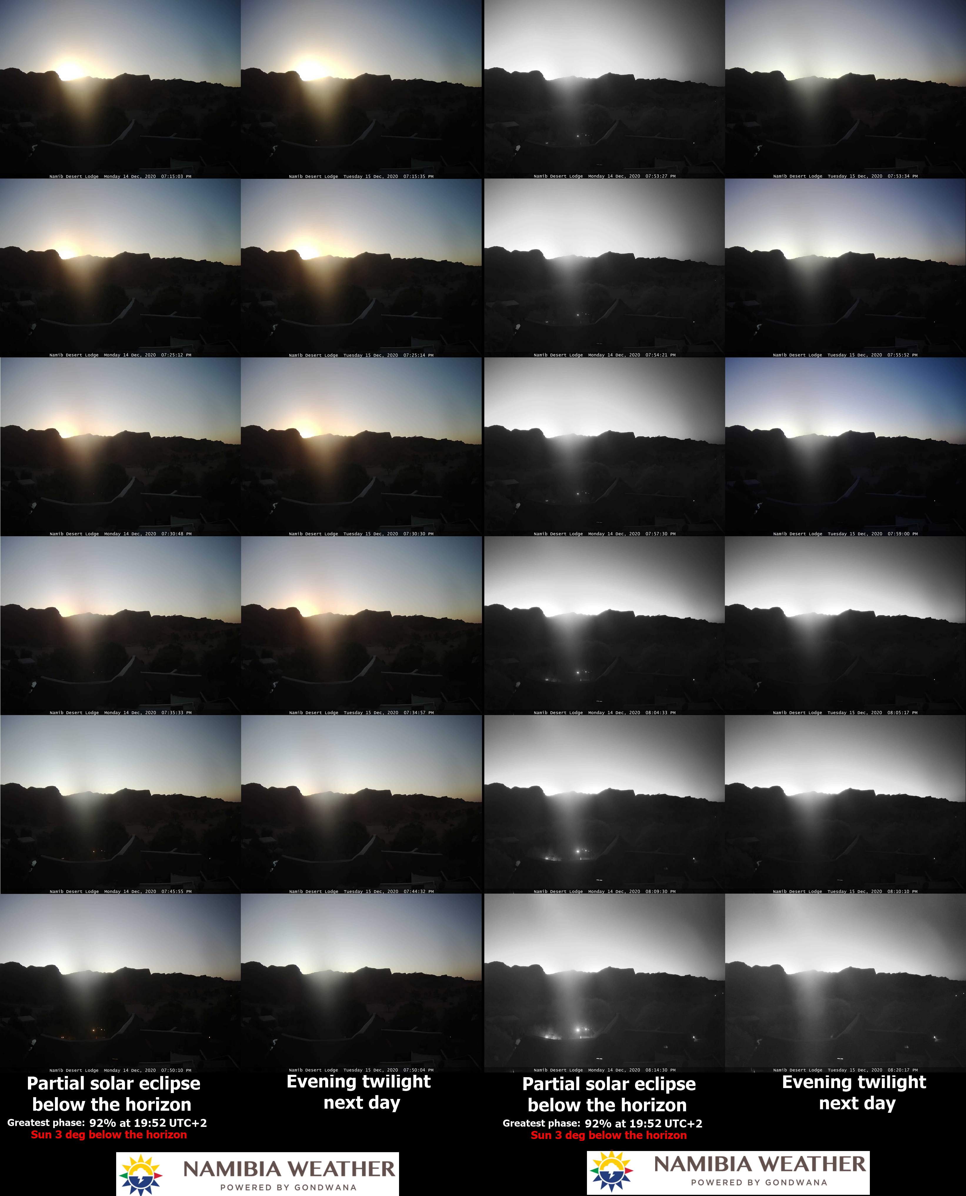 Namib Desert Lodge webcam and deep partial solar eclipse 2020
