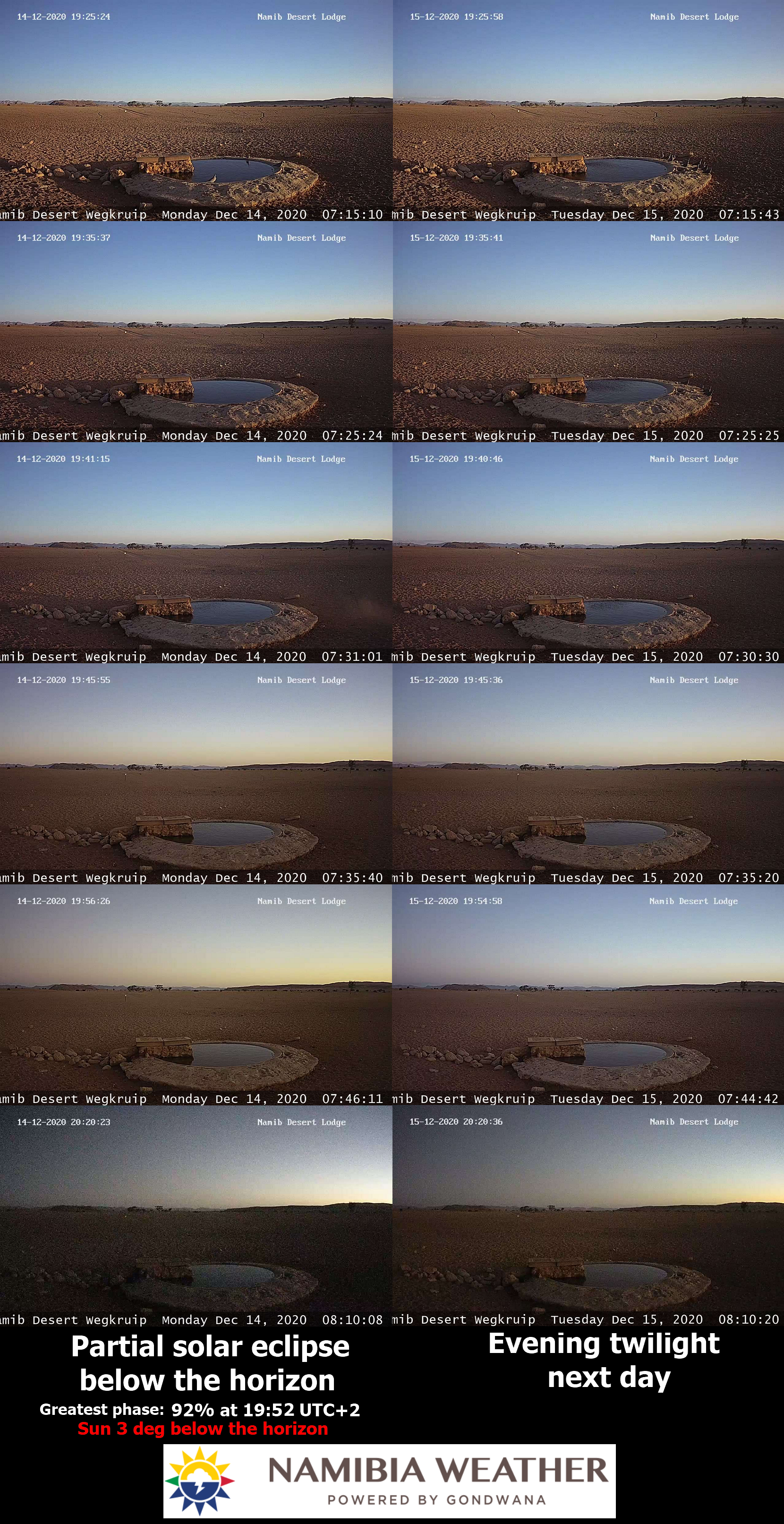 Namib Desert Wegkruip solar eclipse 2020 webcam