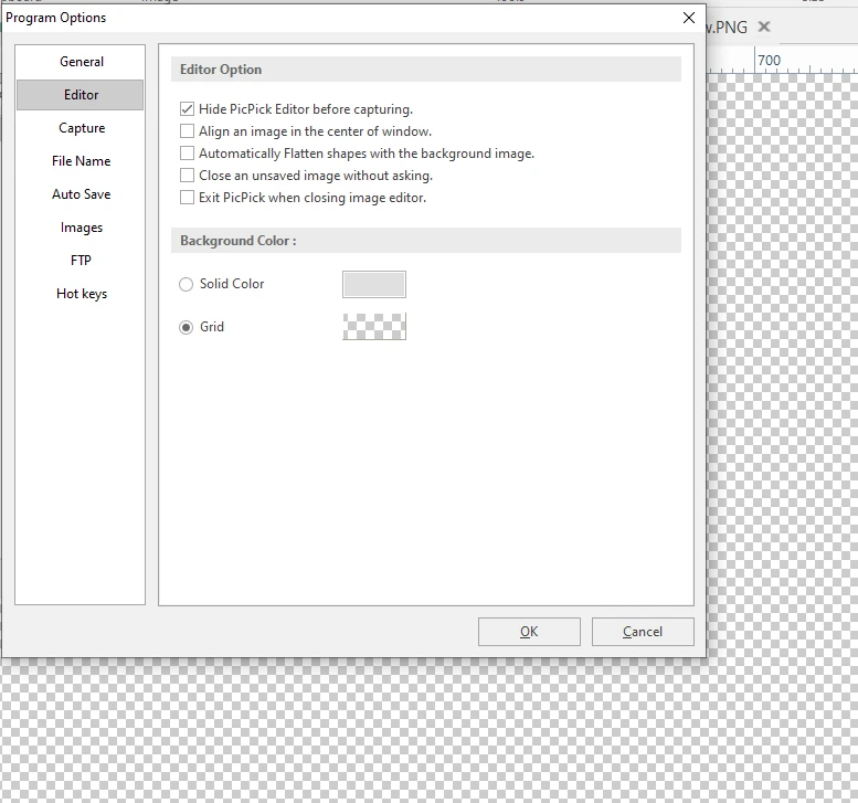 PicPick Editor options