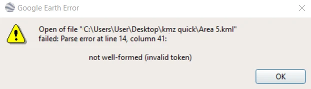 Google Earth error invalid token