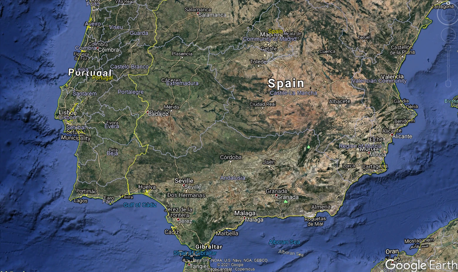 Google Hybrid overlay in Google Earth
