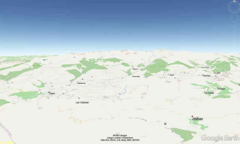 OpenStreetMap overlay in Google Earth Sierra Nevada