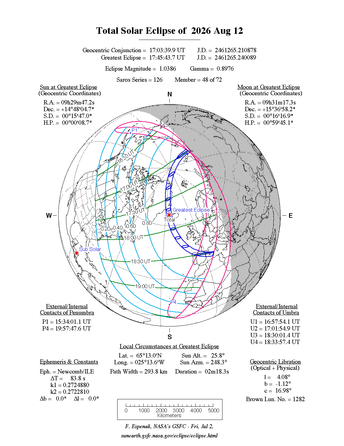 2026 Total Solar eclipse graphic path