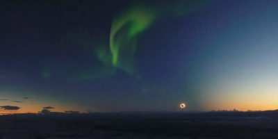 Aurora borealis during total solar eclipse 2026