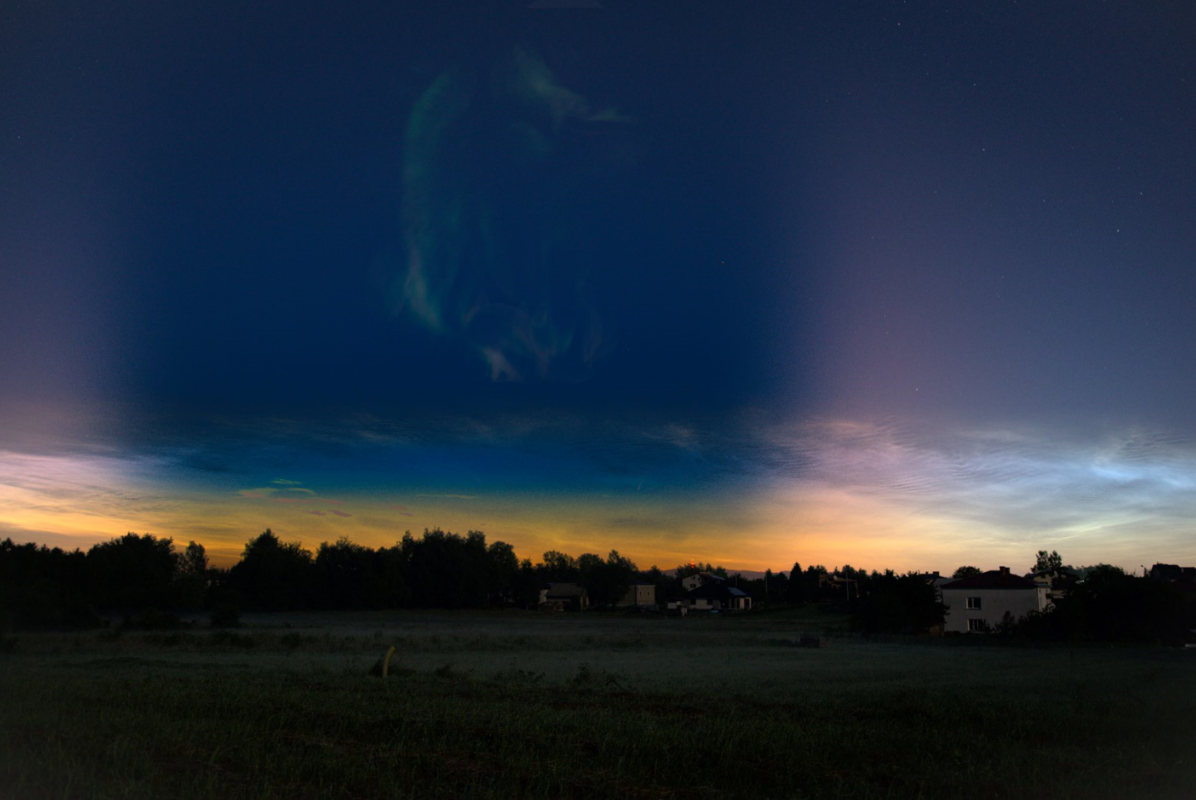 solar eclipse below the horizon 2026 Russia simulation with nlc and aurora
