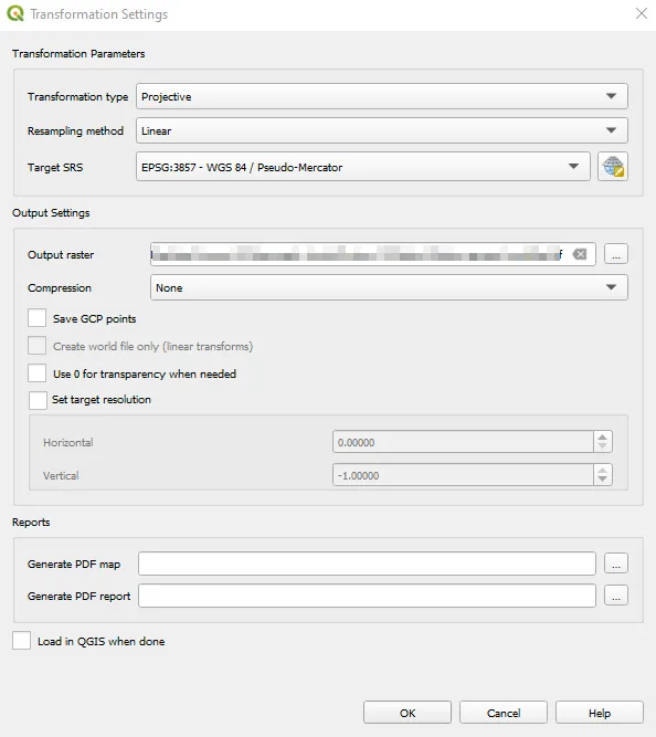 QGIS transformation settings