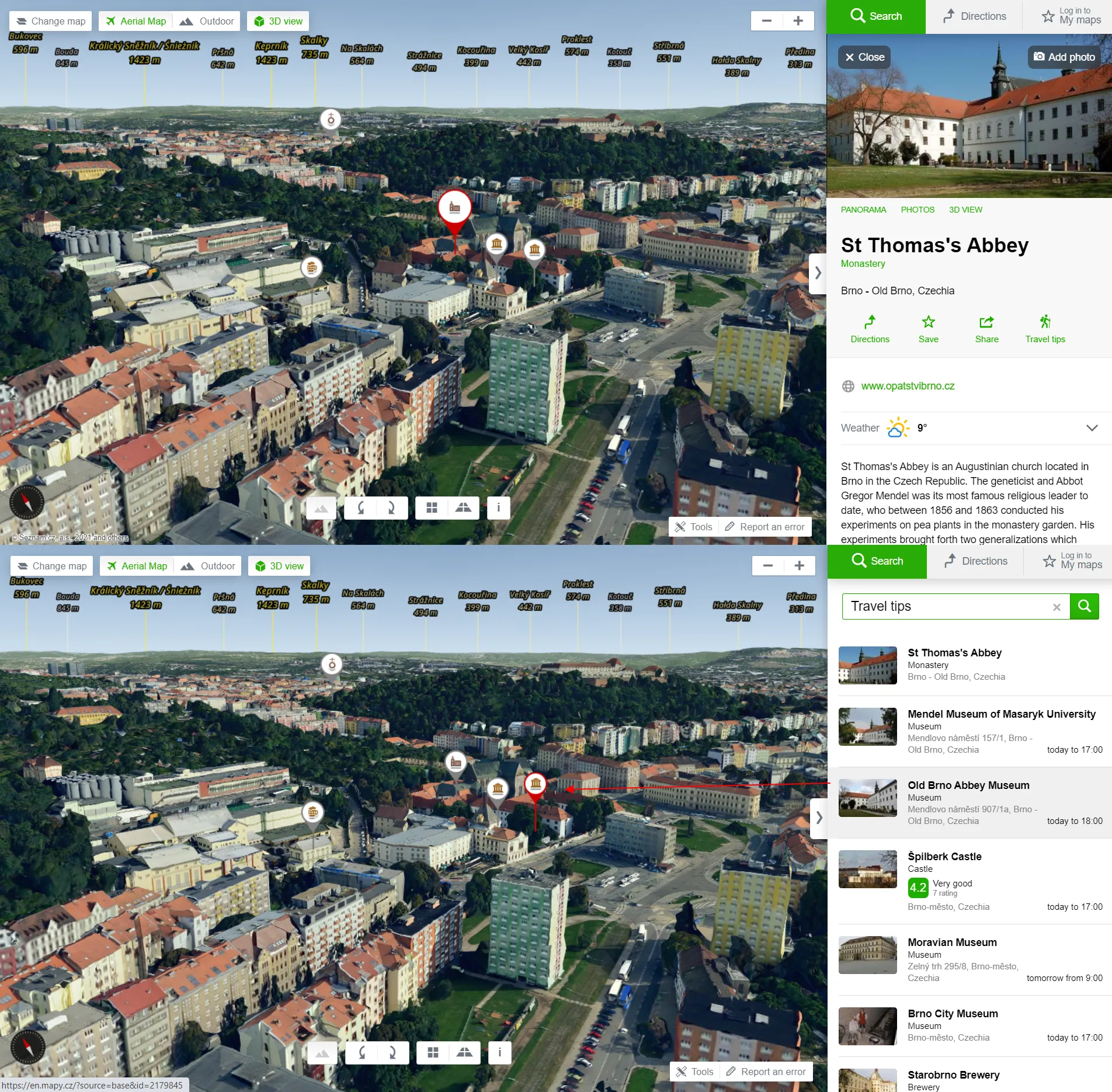 apy.cz 3D view with travel tips