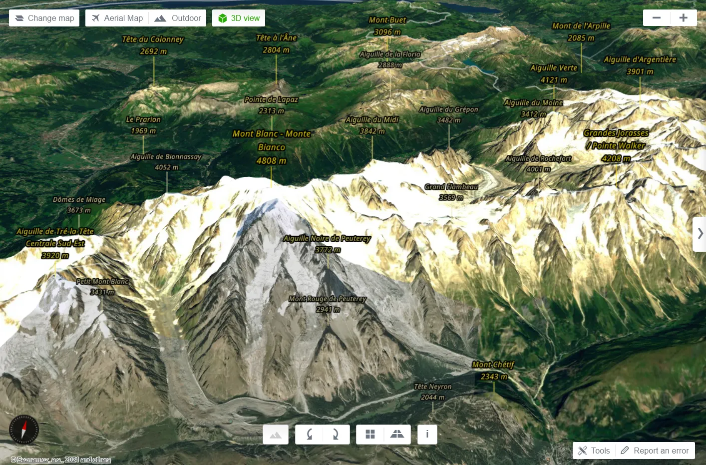Mapy.cz 3D view Alps