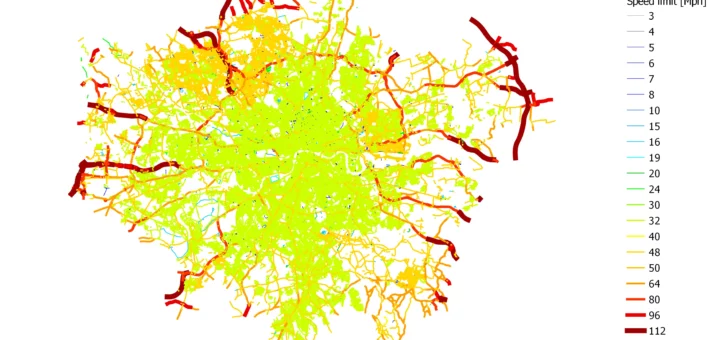 Speed limit map London OpenStreetMap