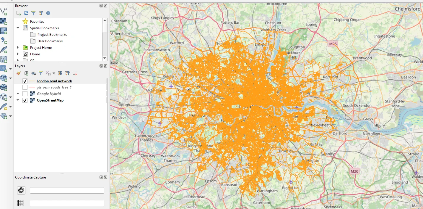 London road network from Geofabrik