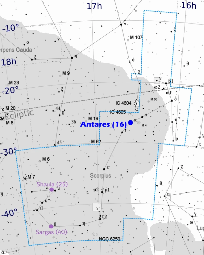 Antares and Scorpius in the sky
