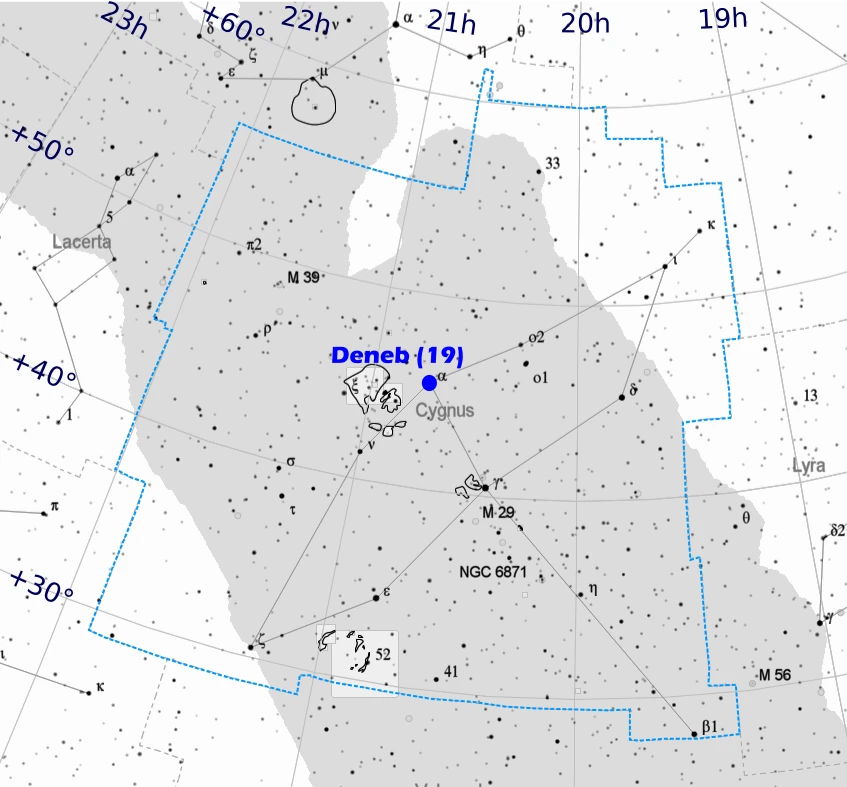 Deneb star in the sky The Swan constellation Northern Cross