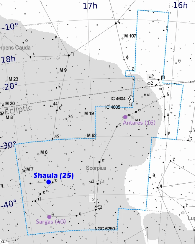 Shaula - location in the sky