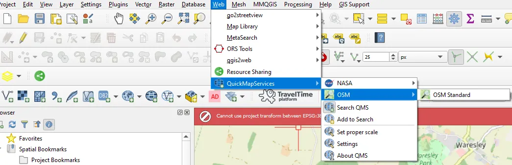 QGIS Quick Map Services plugin place