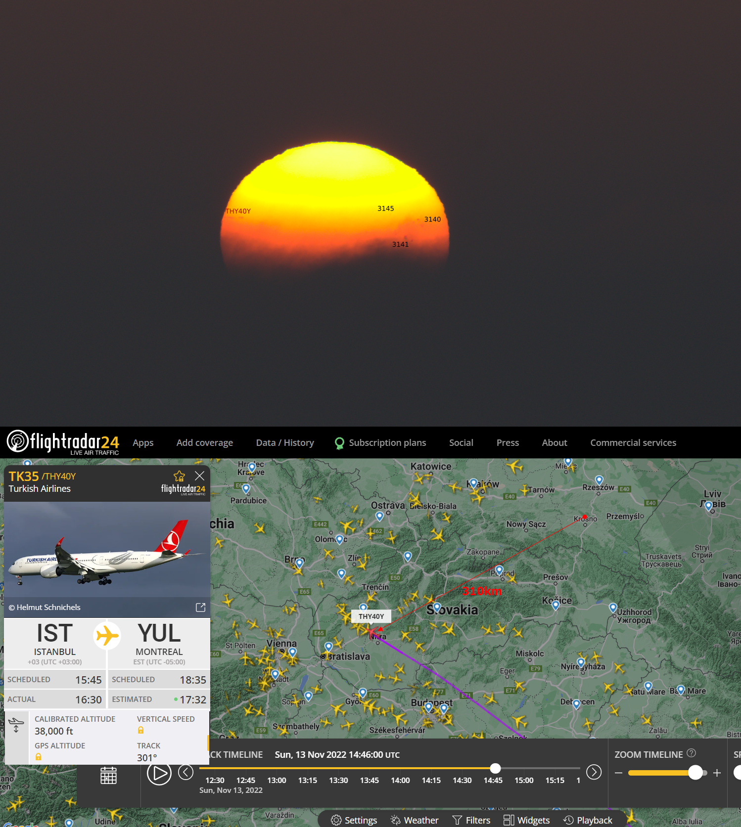 TurkishAirlines captured at Sunset Rzepnik Poland