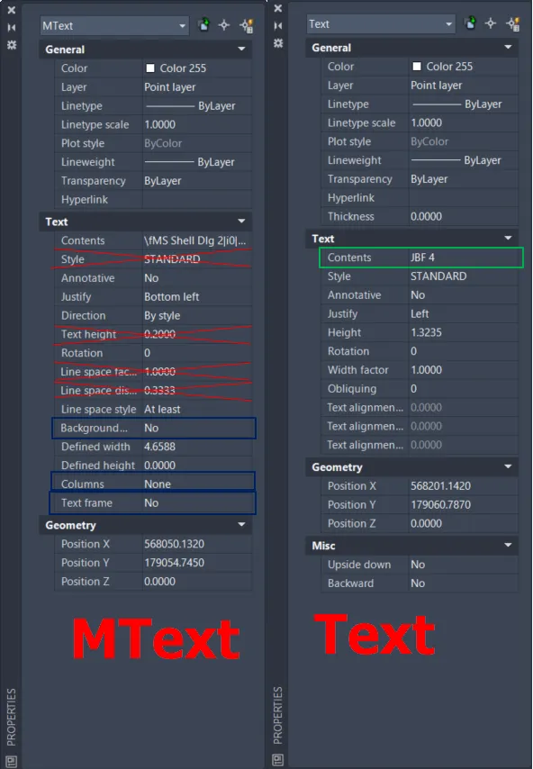 AutoCAD TEXT vs MTEXT difference