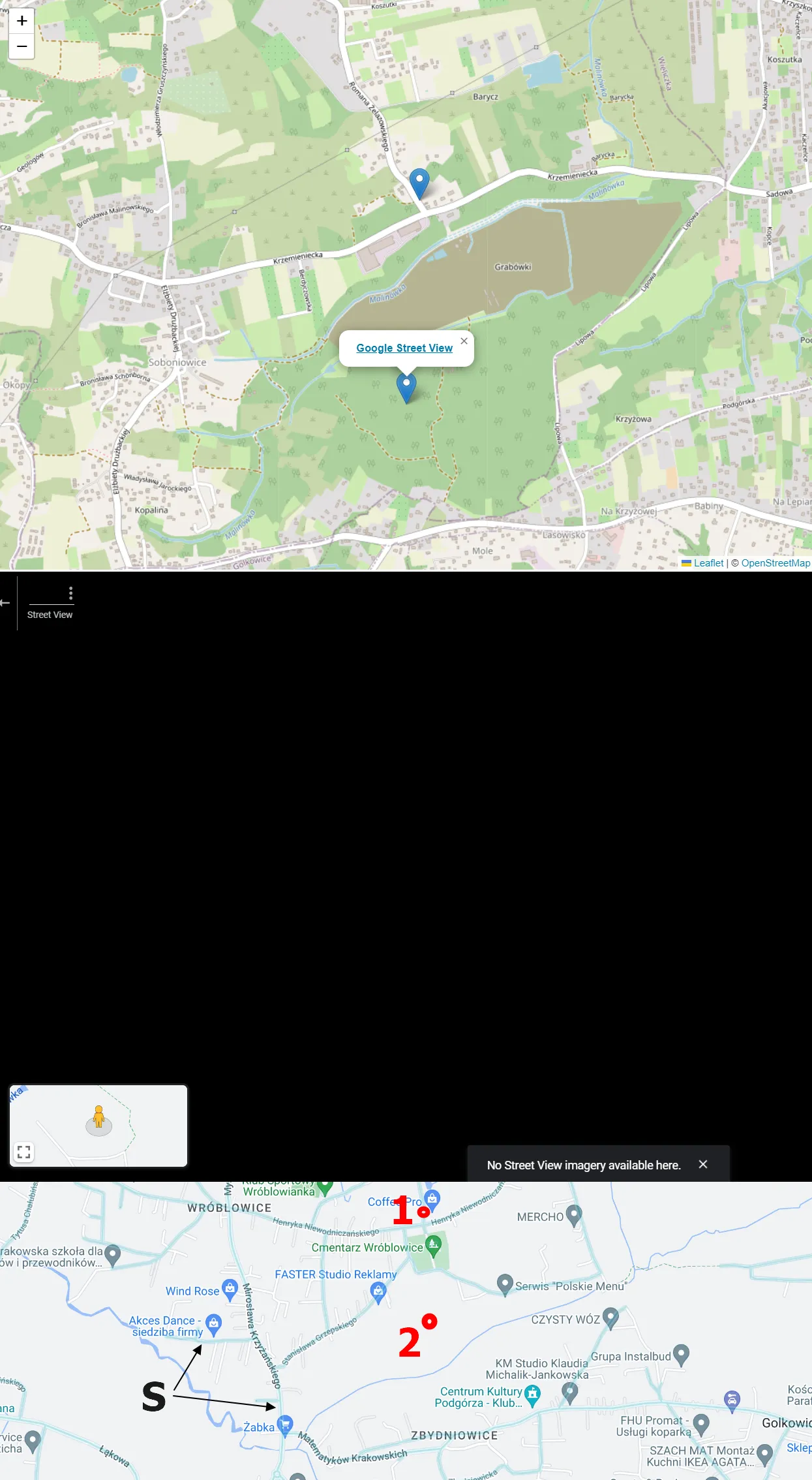 Google Street Covveragge vs Leaflet map