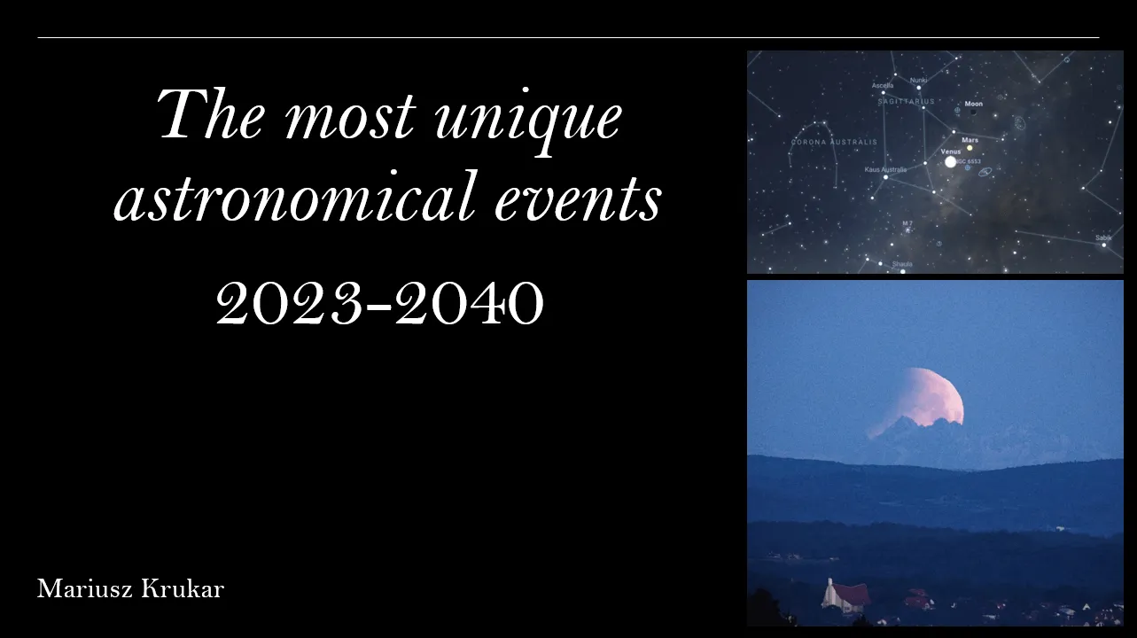 Most unique celestial events 2023-2040 presentation