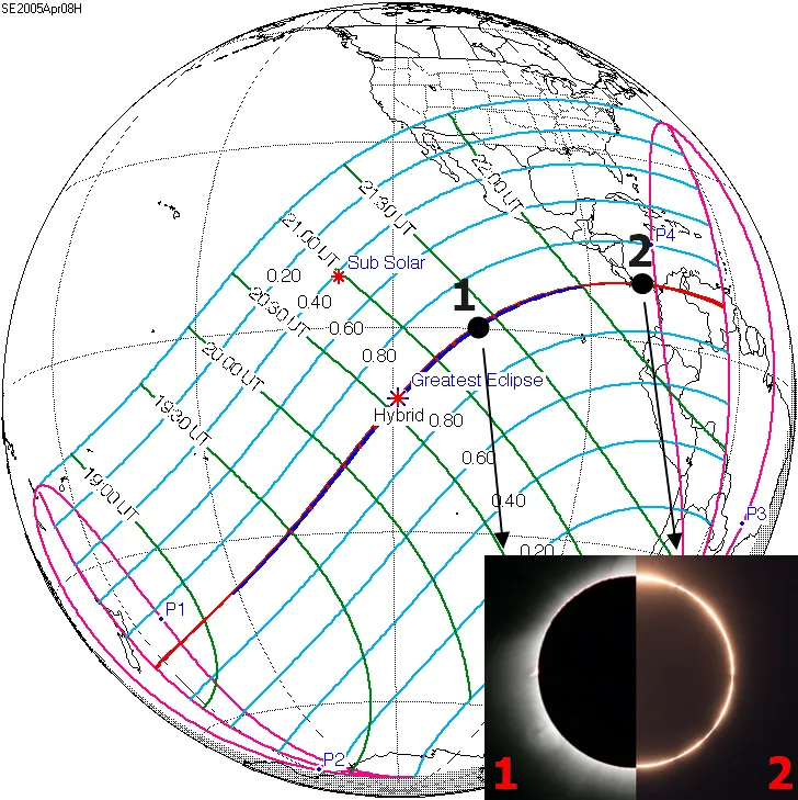 Hybrid solar eclipse 2005 NASA APOD