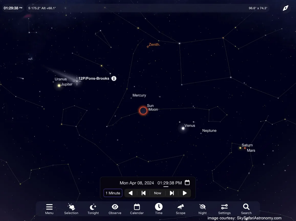 12P/Pons-Brooks comet and tse 2024 grreat americaneclipse