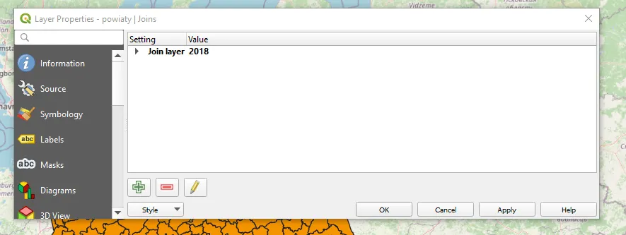 List of joins in QGIS