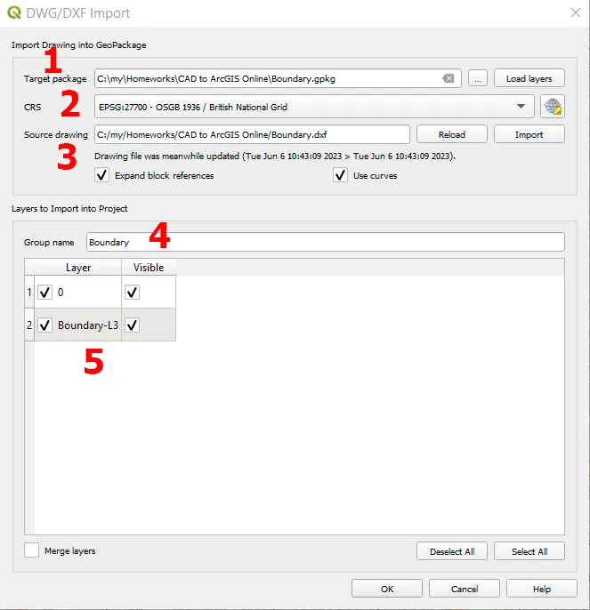 Import DXF file to QGIS