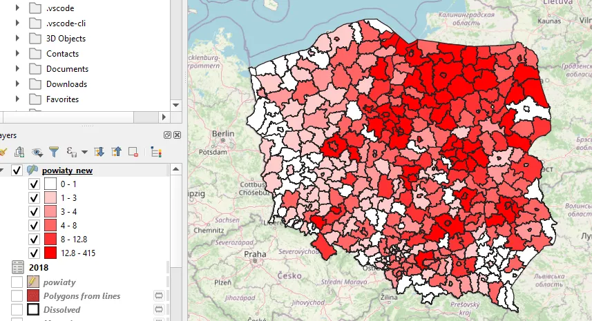 Choropleth map Poland