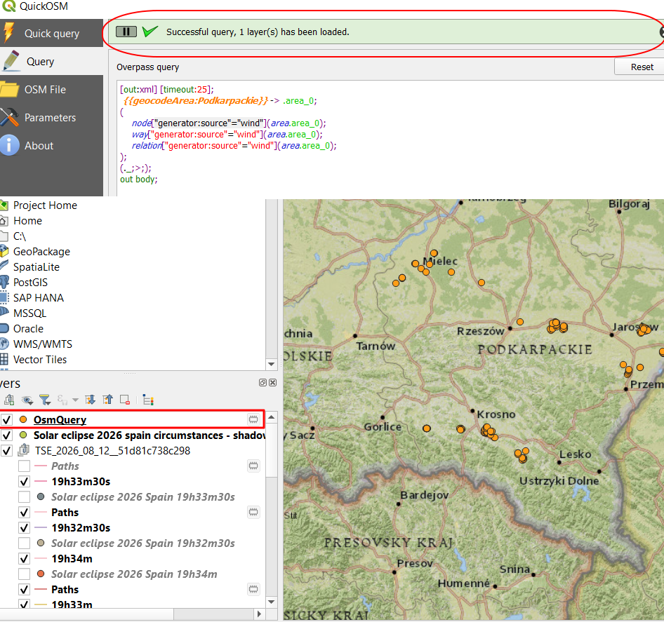 Quick OSM - Query - Layer downloaded