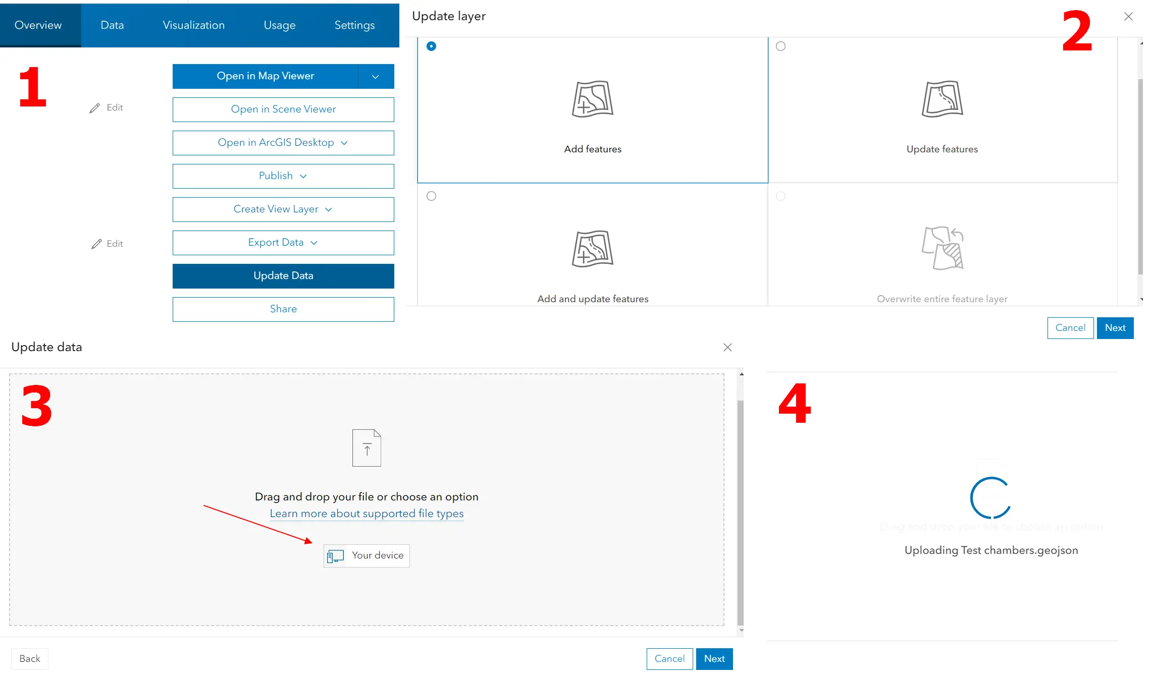 ArcGIS Online uploading data to our layer