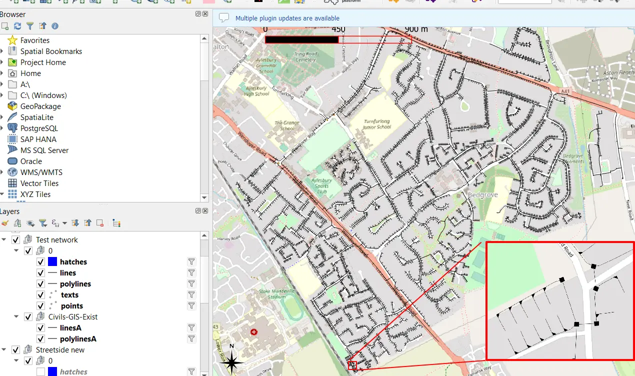 QGIS reading layers from imported DXF file