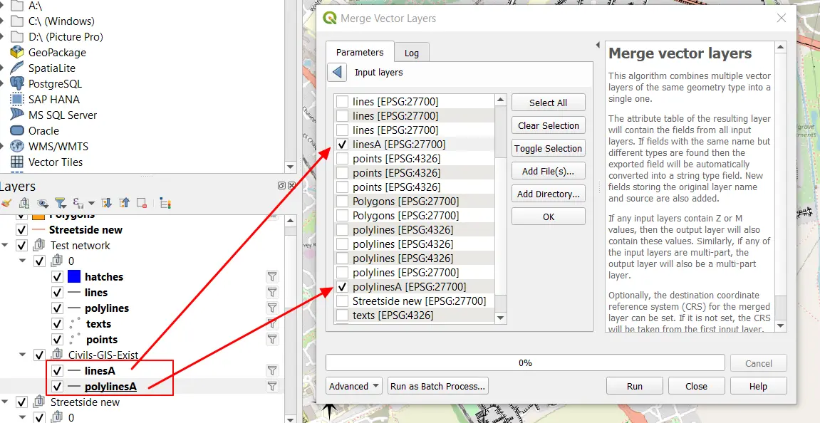 QGIS merging linear layers