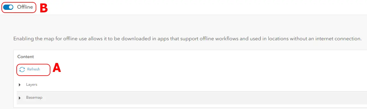 ArcGIS Online offline mode enabled