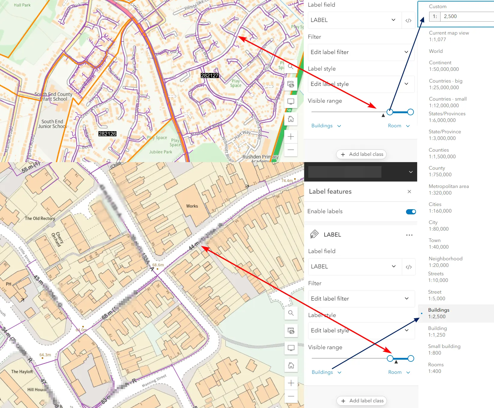 ArcGIS Online Zoom based label visibility