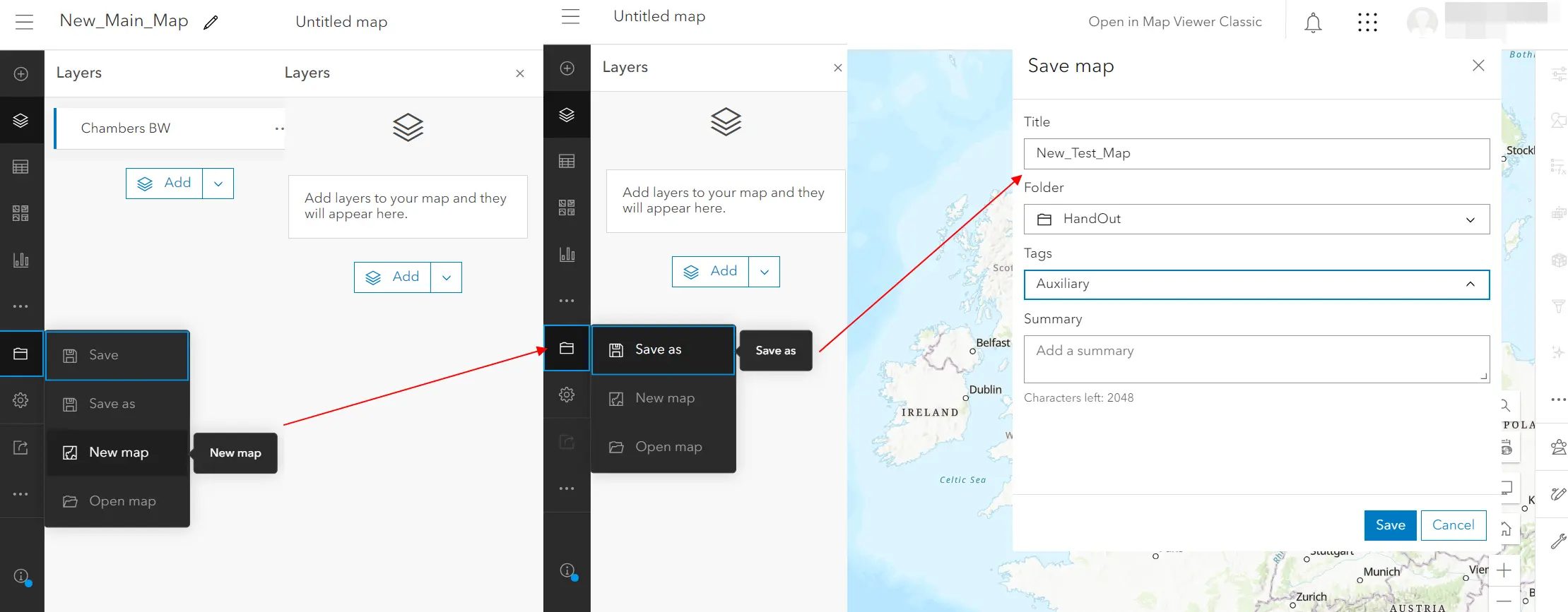 ArcGIS Online creating new map and save as